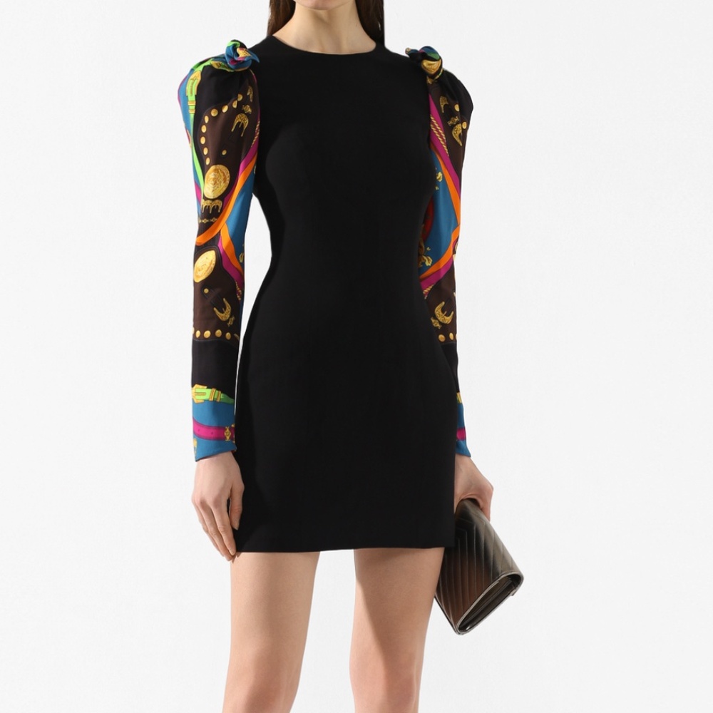 COPY - Versace Rodeo Night Puff-Sleeve Cady Dress / Mini / Silk Scarf Sleeve
